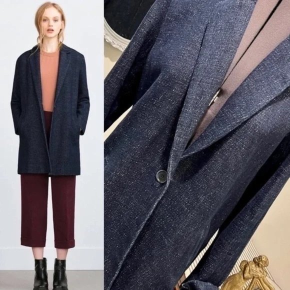 Zara Jackets & Blazers - Zara Trafaluc Longline Denim Knit Blazer Size S